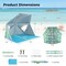 Blue 2-in-1 Beach Umbrella Tent UPF50+ Sun Protection Portable Shelter